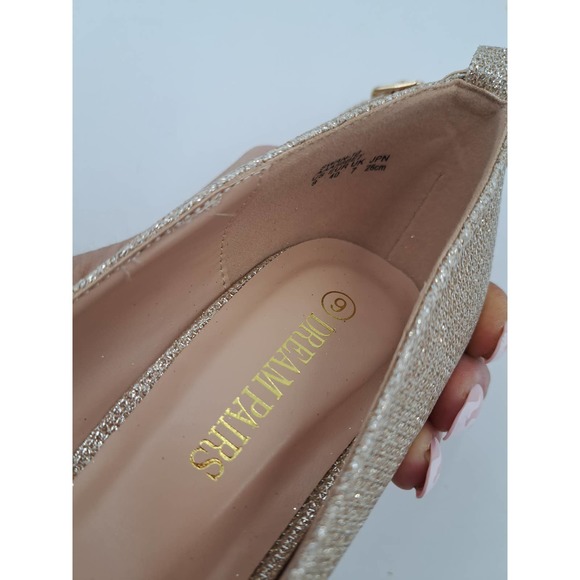 Dream Pairs Gold Láme Stilletto Heel open toe pumps ankle strap dressy shoes 9 - Picture 10 of 10